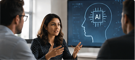 Colleagues discussing ideas in a meeting